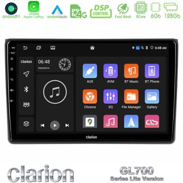 Clarion GL700 Lite Series 8Core Android11 6+128GB Audi A4 B7 Navigation Multimedia Tablet 9" Με Carplay &amp; Android Auto