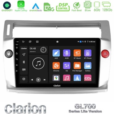 Clarion GL700 Lite Series 8Core Android11 6+128GB Citroen C4 2004-2010 Navigation Multimedia Tablet 9" Με Carplay &amp; Android Auto