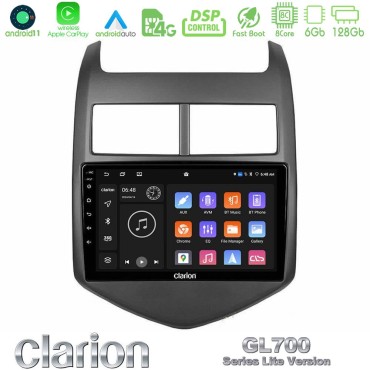 Clarion GL700 Lite Series 8Core Android11 6+128GB Chevrolet Aveo 2011-2017 Navigation Multimedia Tablet 9" Με Carplay &amp; Android Auto
