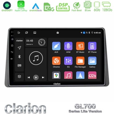 Clarion GL700 Lite Series Dacia Duster 2022-2024 8Core Android11 6+128GB Navigation Multimedia Tablet 9" Με Carplay &amp; Android Auto Με Carplay &amp; Android Auto