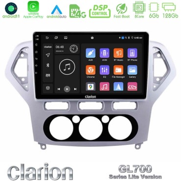 Clarion GL700 Lite Series 8Core Android11 6+128GB Ford Mondeo 2007-2010 Manual A/C Navigation Multimedia Tablet 10" Με Carplay &amp; Android Auto