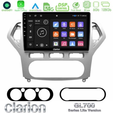 Clarion GL700 Lite Series 8Core Android11 6+128GB Ford Mondeo 2007-2010 AUTO A/C Navigation Multimedia Tablet 10" Με Carplay &amp; Android Auto
