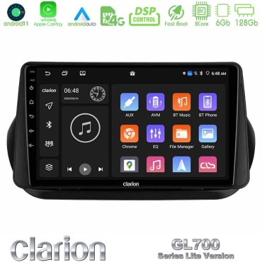 Clarion GL700 Lite Series 8Core Android11 6+128GB Fiat Fiorino/Citroen Nemo/Peugeot Bipper Navigation Multimedia Tablet 10" Με Carplay &amp; Android Auto