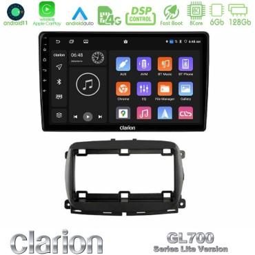 Clarion GL700 Lite Series 8Core Android11 6+128GB  Fiat 500 2016&gt; Navigation Multimedia Tablet 9" Με Carplay &amp; Android Auto