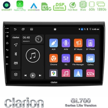 Clarion GL700 Lite Series 8Core Android11 6+128GB Fiat Bravo Navigation Multimedia Tablet 9" Με Carplay &amp; Android Auto