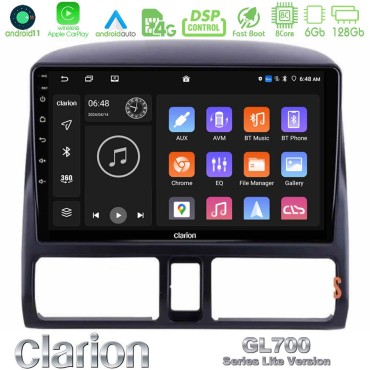 Clarion GL700 Lite Series 8Core Android11 6+128GB Honda CRV 2002-2006 Navigation Multimedia Tablet 9" Με Carplay &amp; Android Auto