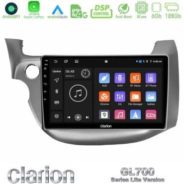 Clarion GL700 Lite Series 8Core Android11 6+128GB Honda Jazz 2009-2013 Navigation Multimedia Tablet 10" Με Carplay &amp; Android Auto