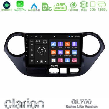 Clarion GL700 Lite Series 8Core Android11 6+128GB Hyundai i10 2014-2020 Navigation Multimedia Tablet 9" Με Carplay &amp; Android Auto