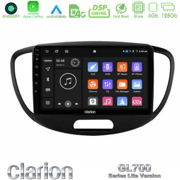 Clarion GL700 Lite Series 8Core Android11 6+128GB Hyundai i10 2008-2014 Navigation Multimedia Tablet 9" Με Carplay &amp; Android Auto