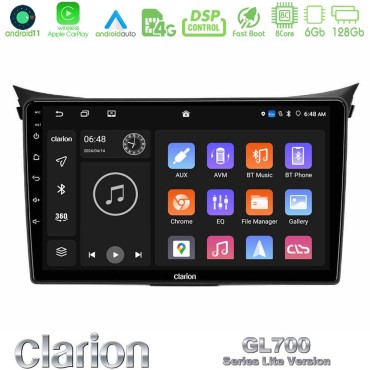 Clarion GL700 Lite Series 8Core Android11 6+128GB Hyundai i30 2012-2017 Navigation Multimedia Tablet 9" Με Carplay & Android Auto Clarion GL700 Lite Series 8Core Android11 6+128GB Hyundai i30 2012-2017 Navigation Multimedia Tablet 9" Με Carplay & Android Auto