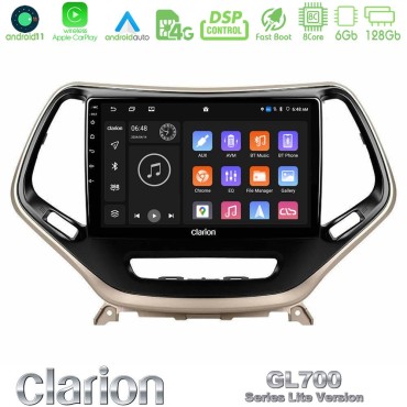 Clarion GL700 Lite Series 8Core Android11 6+128GB Jeep Cherokee 2014-2019 Navigation Multimedia Tablet 9" Με Carplay &amp; Android Auto