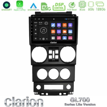 Clarion GL700 Lite Series 8Core Android11 6+128GB Jeep Wrangler 2008-2010 Navigation Multimedia Tablet 9" Με Carplay &amp; Android Auto