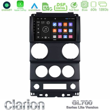 Clarion GL700 Lite Series 8Core Android11 6+128GB Jeep Wrangler 2008-2010 Navigation Multimedia Tablet 9" Με Carplay &amp; Android Auto