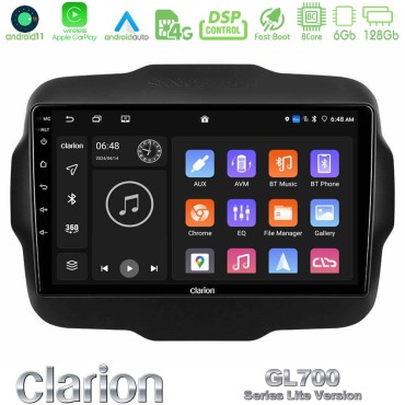 Clarion GL700 Lite Series 8Core Android11 6+128GB Jeep Renegade 2015-2019 Navigation Multimedia Tablet 9" Με Carplay &amp; Android Auto