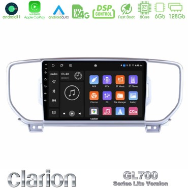 Clarion GL700 Lite Series 8Core Android11 6+128GB Kia Sportage 2016-2018 Navigation Multimedia Tablet 9" Με Carplay &amp; Android Auto