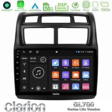 Clarion GL700 Lite Series 8Core Android11 6+128GB Kia Sportage 2008-2011 Navigation Multimedia Tablet 9" Με Carplay &amp; Android Auto
