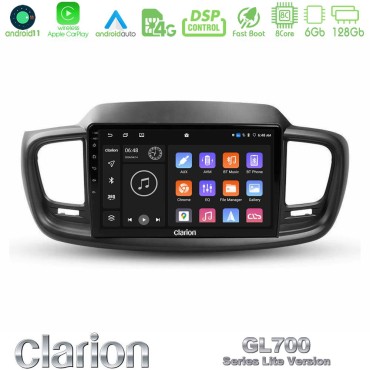 Clarion GL700 Lite Series 8Core Android11 6+128GB Kia Sorento 2018-2021 Navigation Multimedia Tablet 9" Με Carplay &amp; Android Auto