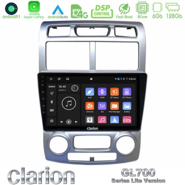 Clarion GL700 Lite Series 8Core Android11 6+128GB Kia Sportage 2005-2008 Navigation Multimedia Tablet 9"" Με Carplay &amp; Android Auto