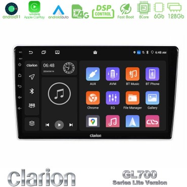 Clarion GL700 Lite Series Kia Sportage 2005-2008 8Core Android11 6+128GB Navigation Multimedia Tablet 9" Με Carplay &amp; Android Auto Με Carplay &amp; Android Auto