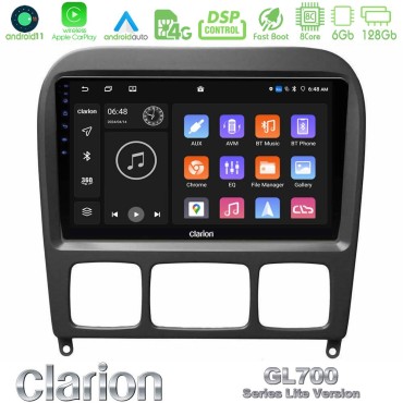 Clarion GL700 Lite Series 8Core Android11 6+128GB Mercedes S Class 1999-2004 (W220) Navigation Multimedia Tablet 9" Με Carplay &amp; Android Auto