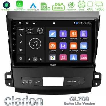 Clarion GL700 Lite Series 8Core Android11 6+128GB Mitsubishi Outlander/Citroen C-Crosser/Peugeot 4007 Navigation Multimedia Tablet 9" Με Carplay &amp; Android Auto