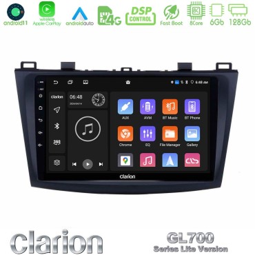Clarion GL700 Lite Series 8Core Android11 6+128GB Mazda 3 2009-2014 Navigation Multimedia Tablet 9" Με Carplay & Android Auto Clarion GL700 Lite Series 8Core Android11 6+128GB Mazda 3 2009-2014 Navigation Multimedia Tablet 9" Με Carplay & Android Auto