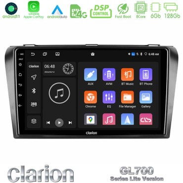 Clarion GL700 Lite Series 8Core Android11 6+128GB Mazda 3 2004-2009 Navigation Multimedia Tablet 9" Με Carplay &amp; Android Auto