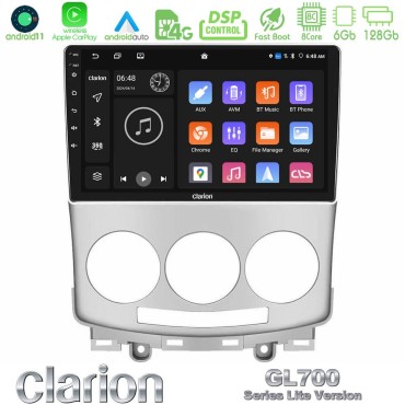 Clarion GL700 Lite Series Mazda 5 2004-2010 8Core Android11 6+128GB Navigation Multimedia Tablet 9" Με Carplay &amp; Android Auto