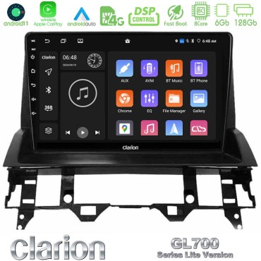 Clarion GL700 Lite Series 8Core Android11 6+128GB Mazda6 2002-2006 Navigation Multimedia Tablet 9" Με Carplay &amp; Android Auto