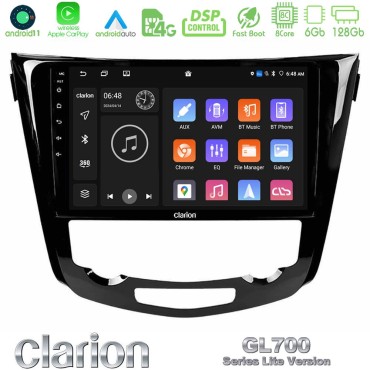 Clarion GL700 Lite Series 8Core Android11 6+128GB Nissan Qashqai J11 (AUTO A/C) Navigation Multimedia Tablet 10" Με Carplay &amp; Android Auto