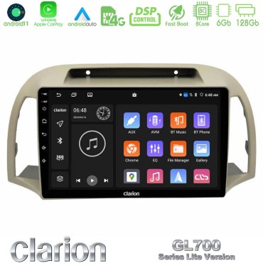 Clarion GL700 Lite Series 8Core Android11 6+128GB Nissan Micra K12 2002-2010 Navigation Multimedia Tablet 9" Με Carplay &amp; Android Auto