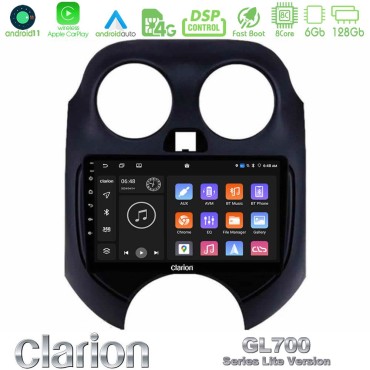Clarion GL700 Lite Series 8Core Android11 6+128GB Nissan Micra 2011-2014 Navigation Multimedia Tablet 9" Με Carplay &amp; Android Auto
