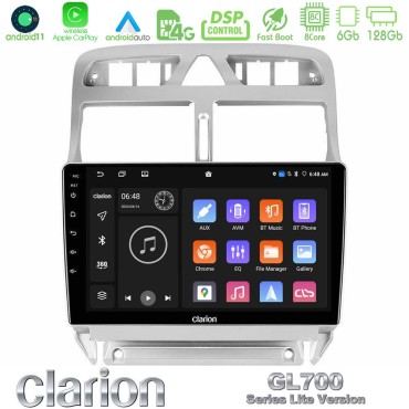 Clarion GL700 Lite Series 8Core Android11 6+128GB Peugeot 307 2002-2008 Navigation Multimedia Tablet 9" Με Carplay &amp; Android Auto