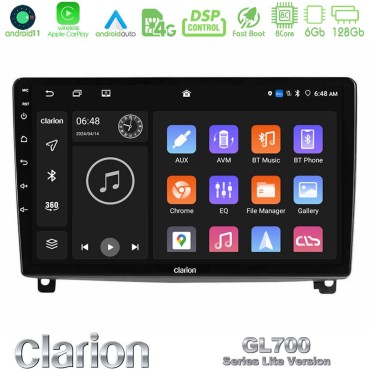 Clarion GL700 Lite Series 8Core Android11 6+128GB Peugeot 407 Navigation Multimedia Tablet 9" Με Carplay &amp; Android Auto