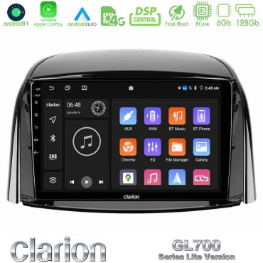 Clarion GL700 Lite Series 8Core Android11 6+128GB Renault Koleos 2007-2015 Navigation Multimedia Tablet 9" Με Carplay &amp; Android Auto
