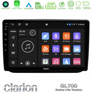 Clarion GL700 Lite Series 8Core Android11 6+128GB Skoda Fabia 2007-2014 Navigation Multimedia Tablet 10" Με Carplay &amp; Android Auto