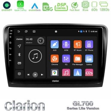 Clarion GL700 Lite Series 8Core Android11 6+128GB Skoda Superb 2008-2015 Navigation Multimedia Tablet 10" Με Carplay &amp; Android Auto