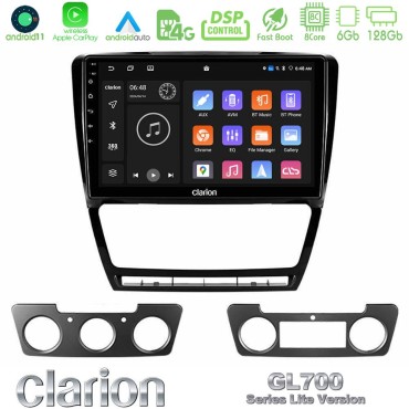 Clarion GL700 Lite Series 8Core Android11 6+128GB Skoda Octavia 5 Navigation Multimedia Tablet 10" Με Carplay &amp; Android Auto