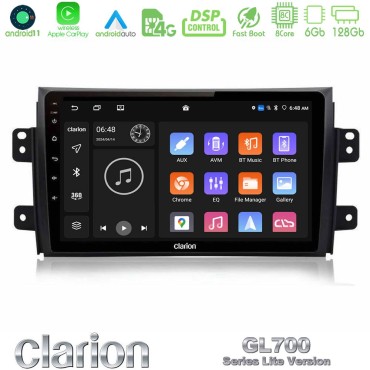 Clarion GL700 Lite Series 8Core Android11 6+128GB Suzuki SX4 2006-2014 Fiat Sedici 2006-2014 Navigation Multimedia Tablet 9" Με Carplay &amp; Android Auto