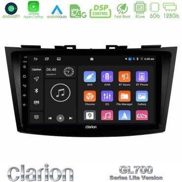 Clarion GL700 Lite Series 8Core Android11 6+128GB Suzuki Swift 2011-2016 Navigation Multimedia Tablet 9" Με Carplay &amp; Android Auto