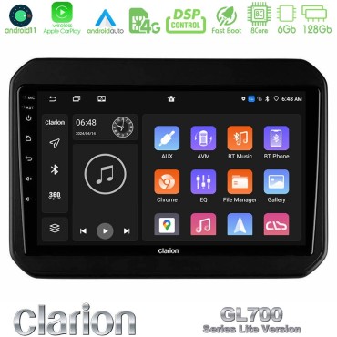 Clarion GL700 Lite Series 8Core Android11 6+128GB Suzuki Ignis Navigation Multimedia Tablet 9" Με Carplay &amp; Android Auto