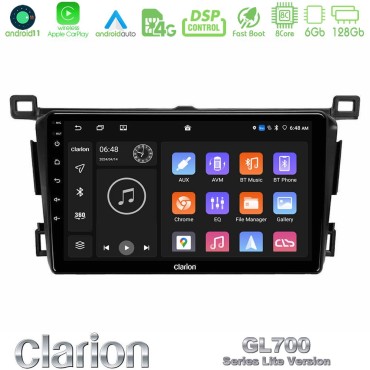 Clarion GL700 Lite Series 8Core Android11 6+128GB Toyota RAV4 2013-2018 Navigation Multimedia Tablet 9" Με Carplay &amp; Android Auto