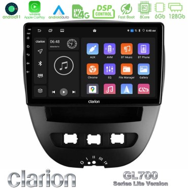 Clarion GL700 Lite Series 8Core Android11 6+128GB Toyota Aygo/Citroen C1/Peugeot 107 Navigation Multimedia Tablet 10" Με Carplay &amp; Android Auto