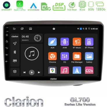 Clarion GL700 Lite Series 8Core Android11 6+128GB Toyota Yaris 1999 - 2006 Navigation Multimedia Tablet 9" Με Carplay &amp; Android Auto