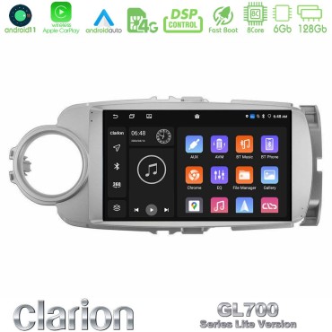 Clarion GL700 Lite Series 8Core Android11 6+128GB Toyota Yaris Navigation Multimedia Tablet 9" Με Carplay &amp; Android Auto
