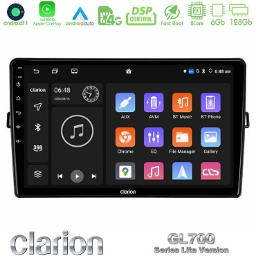 Clarion GL700 Lite Series 8Core Android11 6+128GB Toyota Auris Navigation Multimedia Tablet 10" Με Carplay &amp; Android Auto