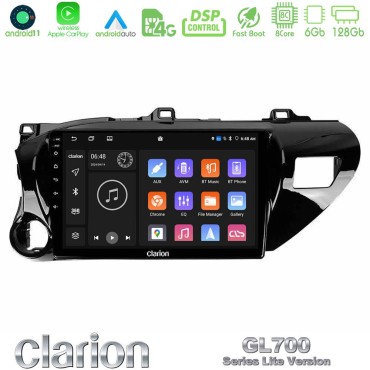 Clarion GL700 Lite Series 8Core Android11 6+128GB Toyota Hilux 2017-2021 Navigation Multimedia Tablet 10" Με Carplay &amp; Android Auto