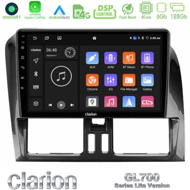 Clarion GL700 Lite Series 8Core Android11 6+128GB Volvo XC60 2009-2012 Navigation Multimedia Tablet 9" Με Carplay &amp; Android Auto