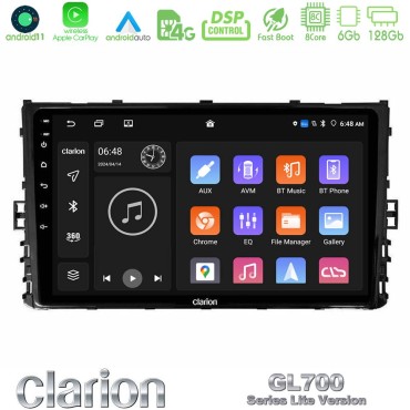 Clarion GL700 Lite Series 8Core Android11 6+128GB VW MQB 2017-&gt; Navigation Multimedia Tablet 9" Με Carplay &amp; Android Auto