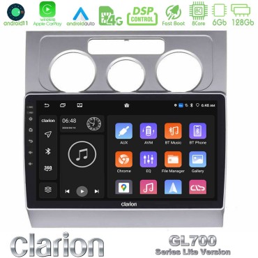Clarion GL700 Lite Series 8Core Android11 6+128GB VW Touran 2003-2011 Navigation Multimedia Tablet 10" Με Carplay &amp; Android Auto